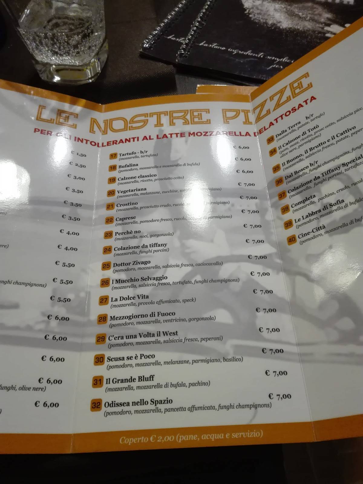 Menu di Cine Città 