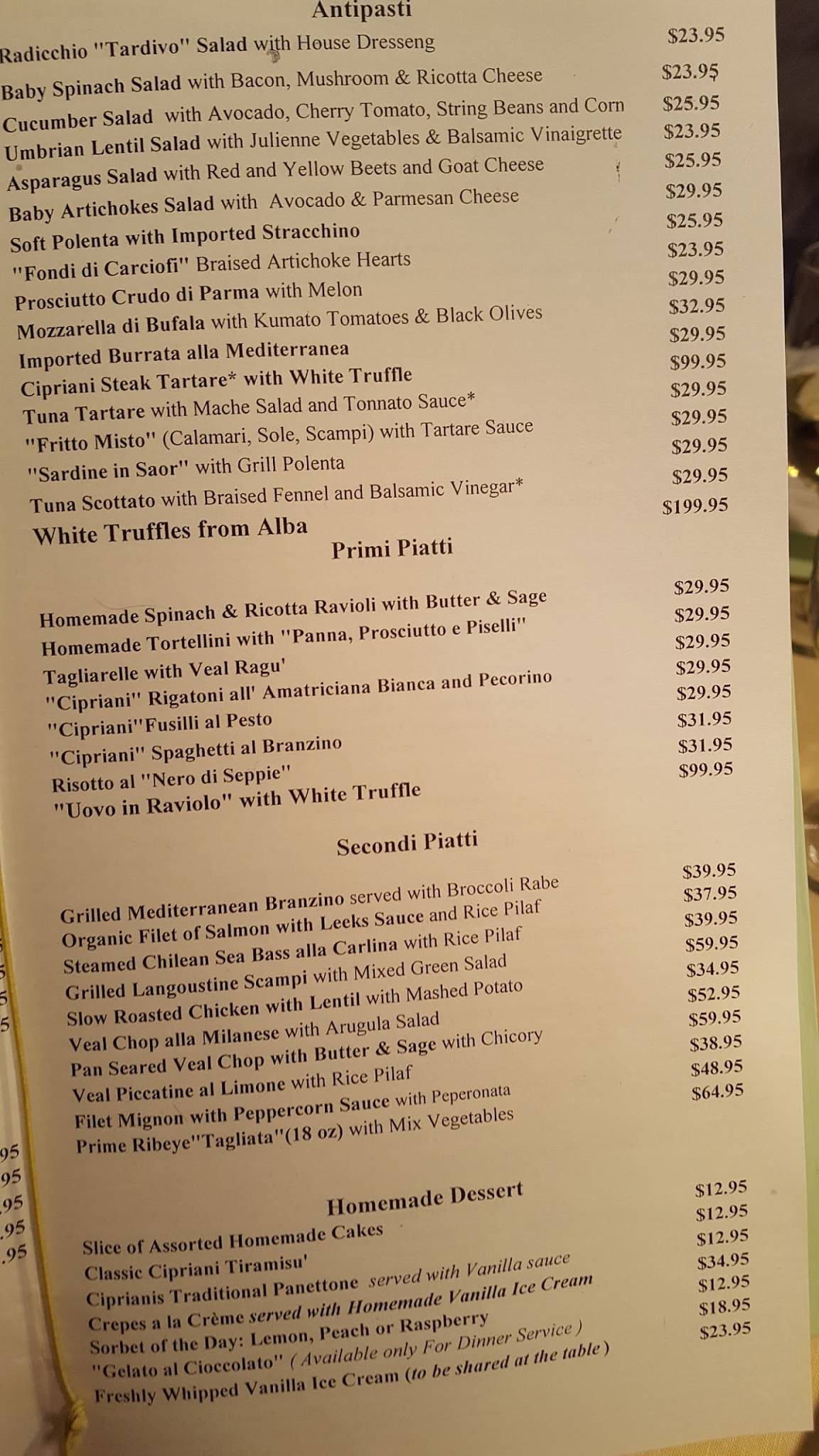 Menu At Cipriani Downtown Restaurant New York City 376 W Broadway menu-at-cipriani-downtown-restaurant-new-york-city-376-w-broadway