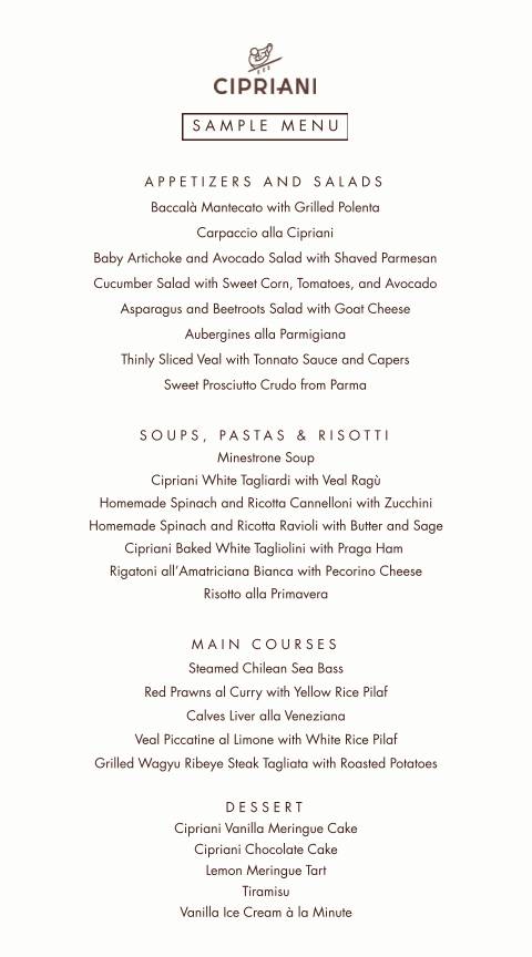 Menu At Cipriani Downtown Restaurant New York City 376 W Broadway menu-at-cipriani-downtown-restaurant-new-york-city-376-w-broadway