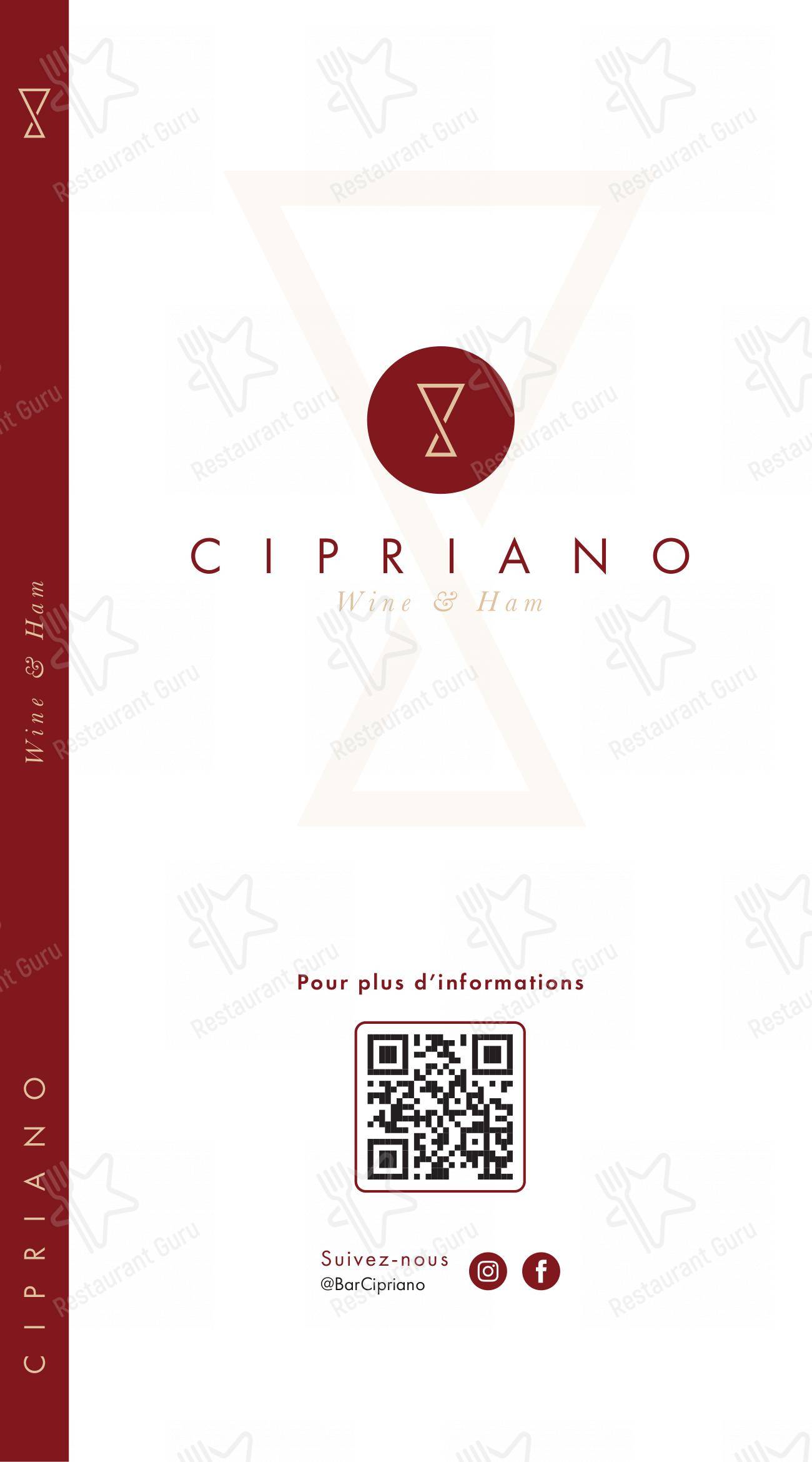Menu per Cipriano Wine & Ham in Losanna