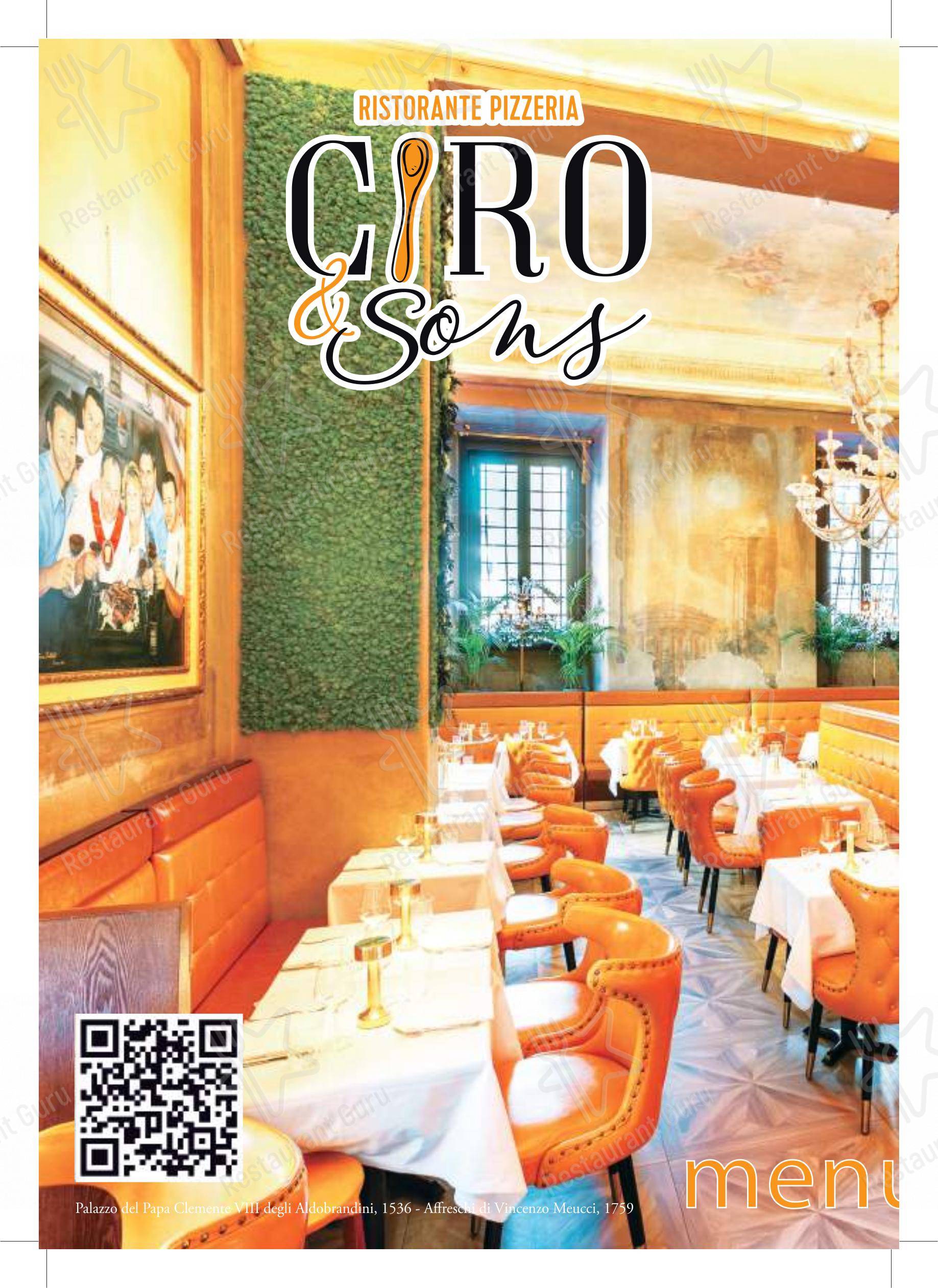 Ciro and Sons - Restaurant Pizzeria Firenze dans Florence - Menu