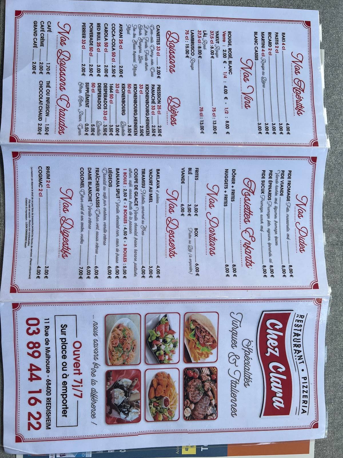 Menu de Chez Clara