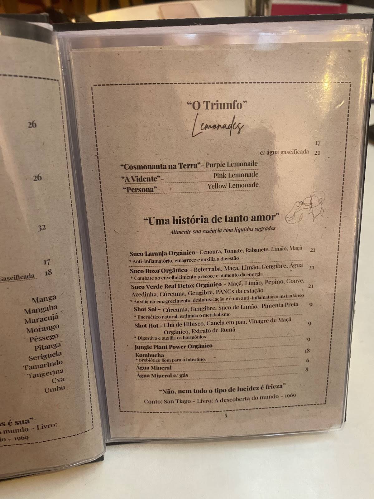 Clarice café & cozinha cardápio