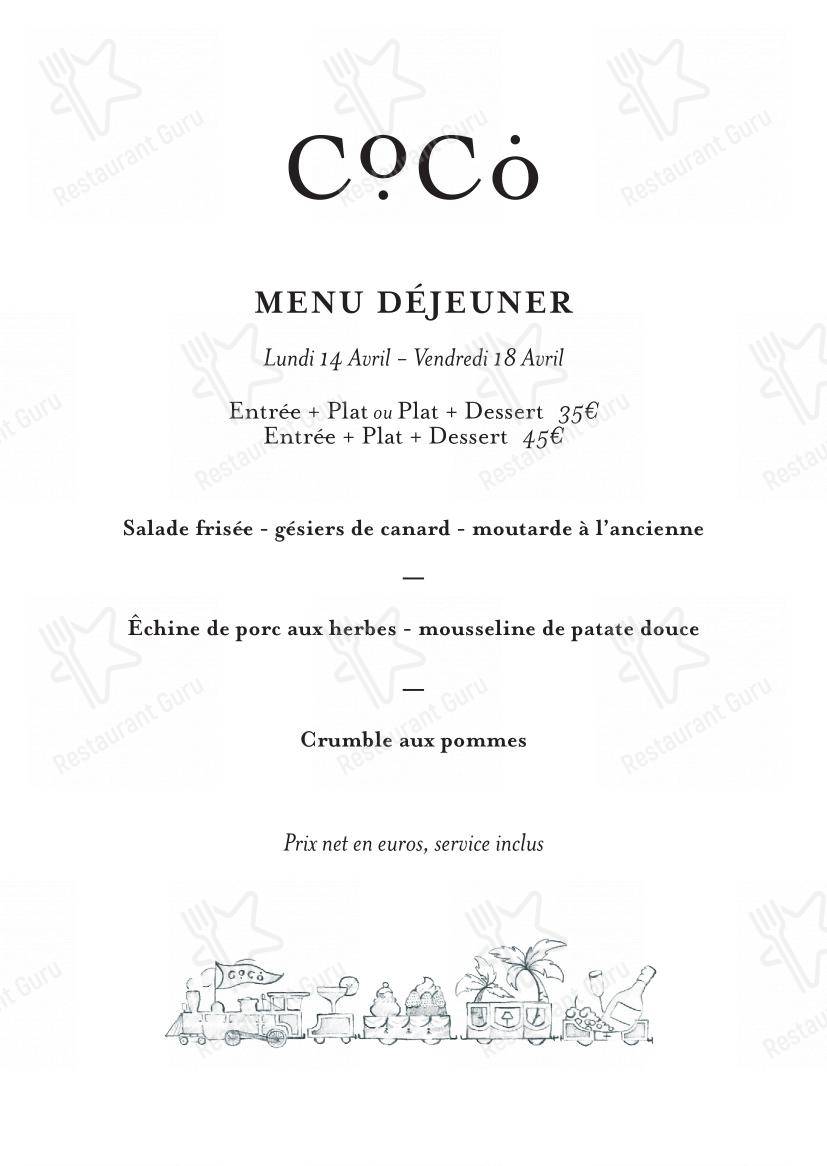 Menu pour BeauCoco Lyon - Ночное меню