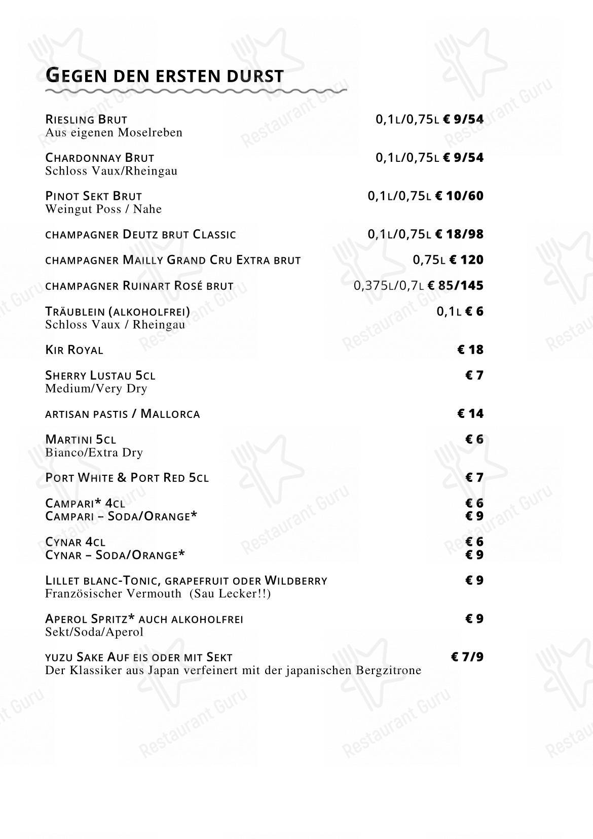 Menu pour Coast • Restaurant & Weinbar - Menu