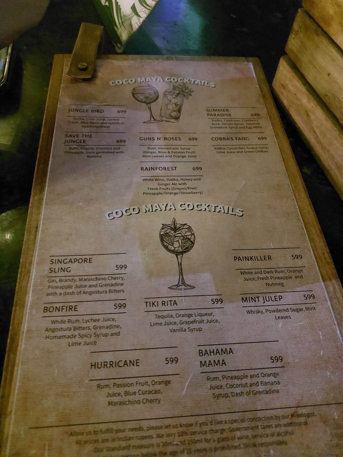 Coco Maya menu