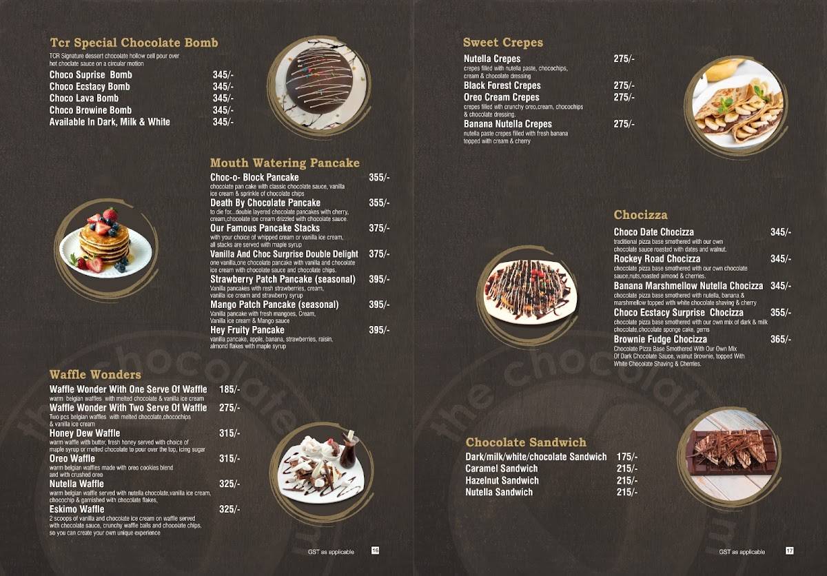 The Chocolate Room - Avinashi Road menu