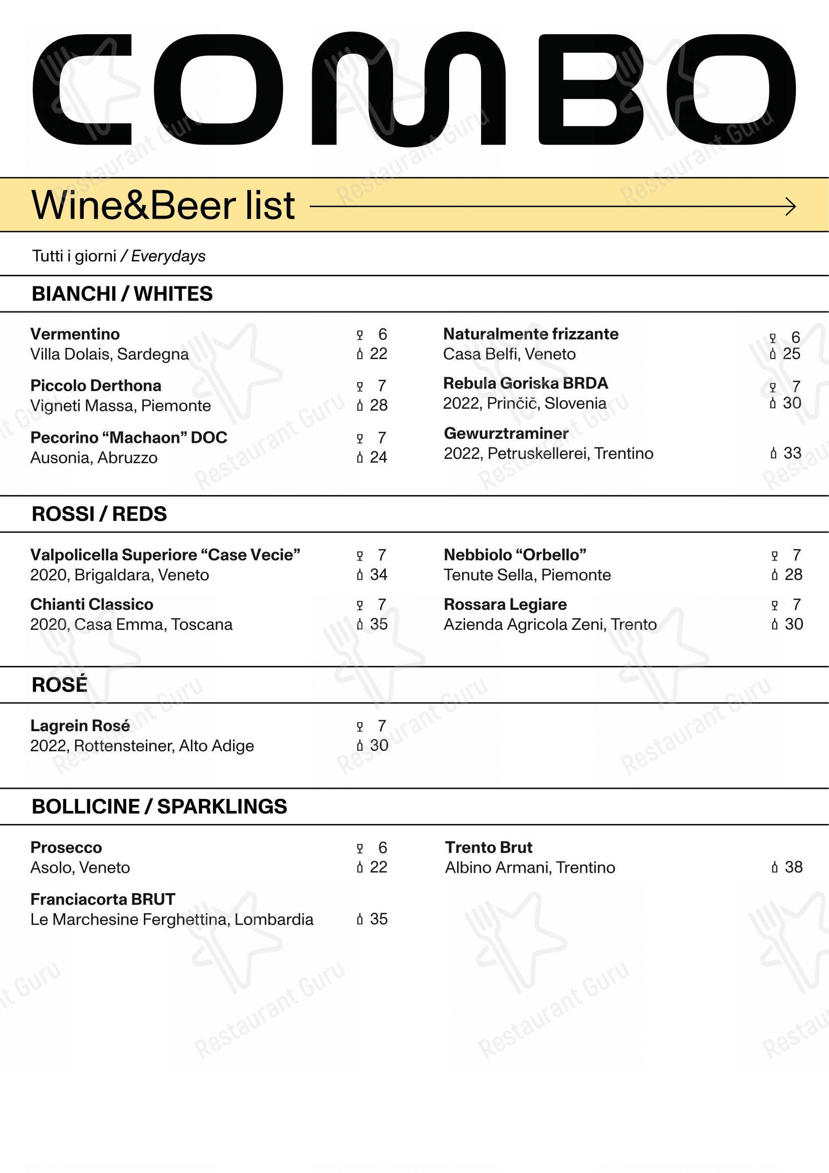 Menu per Combo, Milano in Milano