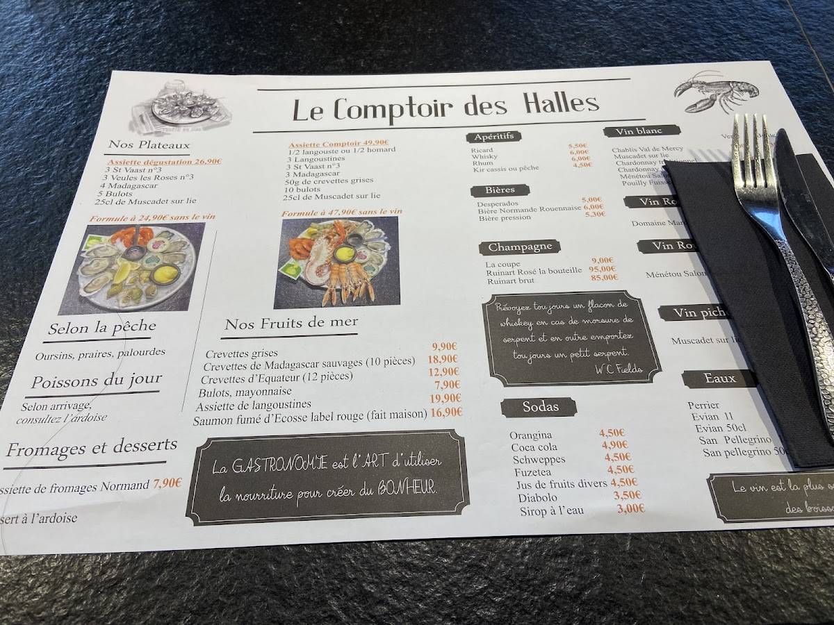 Menu de Comptoir des Halles