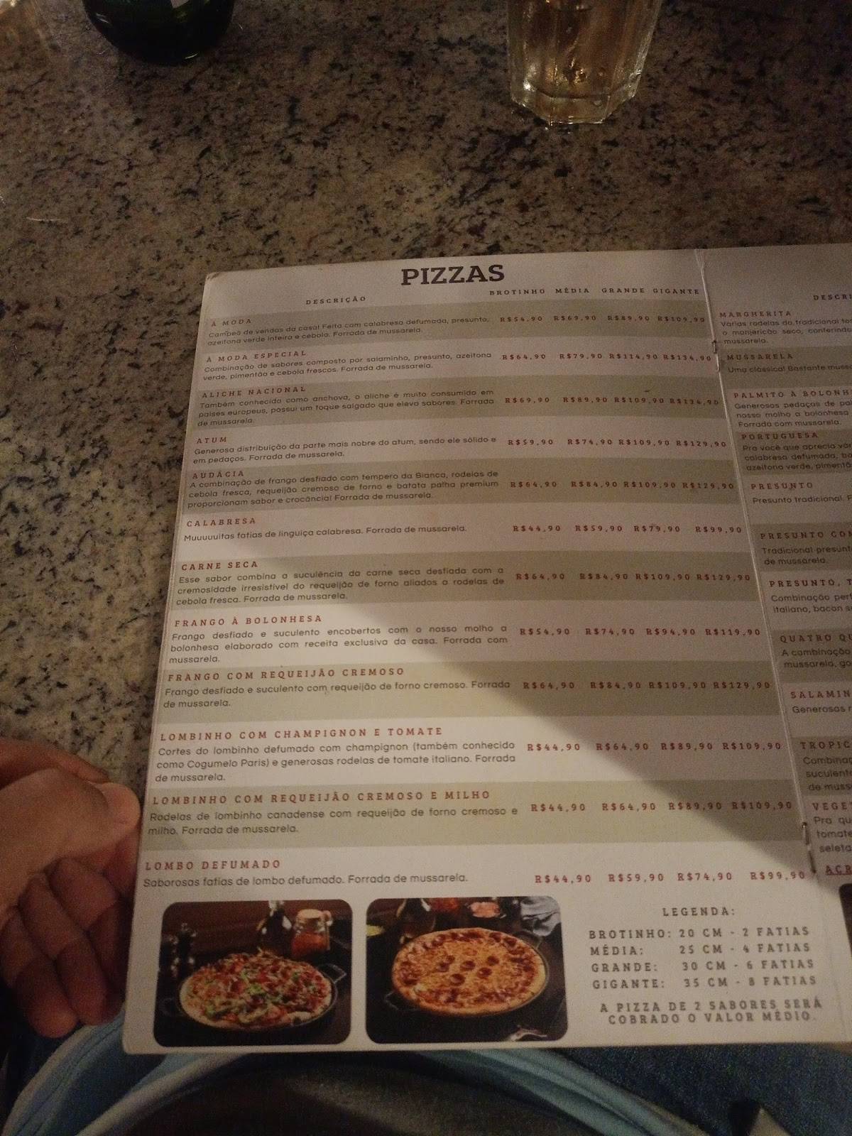 Pizzaria Bianca - Desde 1977 cardápio