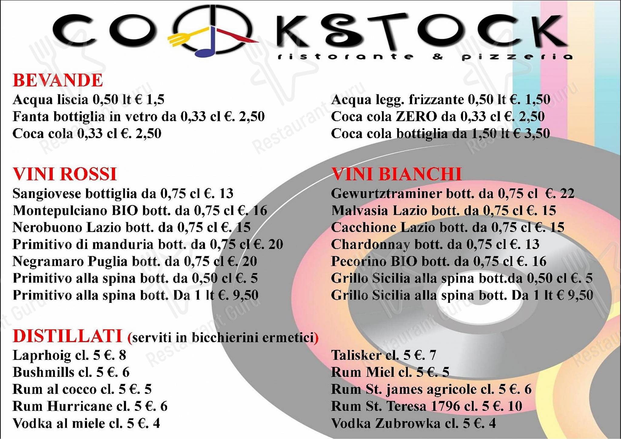 Bistro Menu per Cookstock in Roma