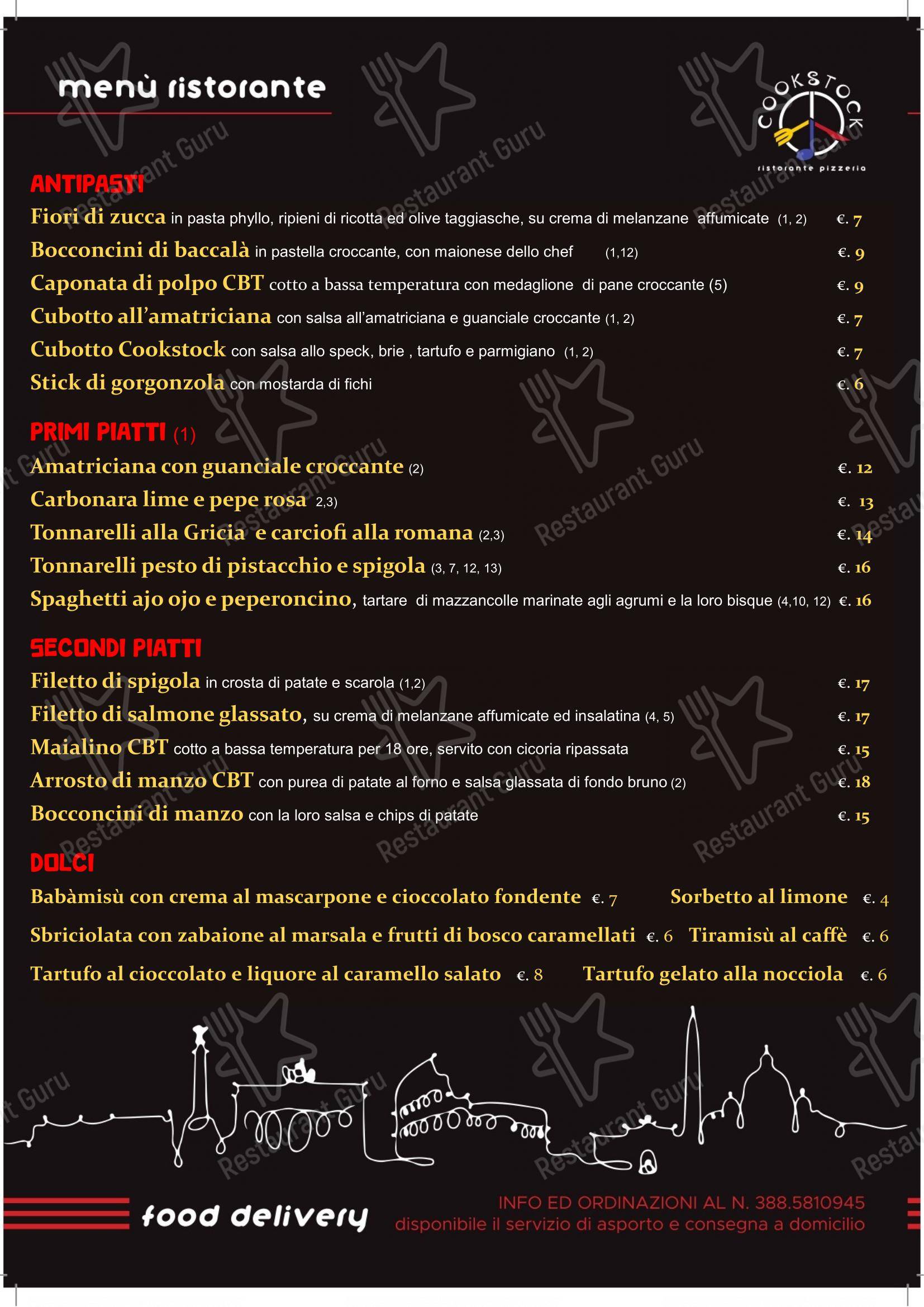 Cookstock in Roma - Menu