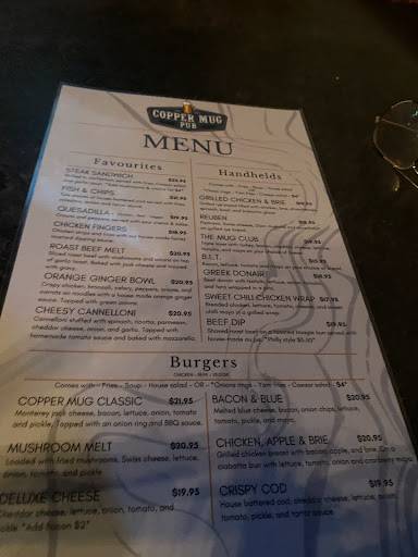 Menu de Copper Mug Pub
