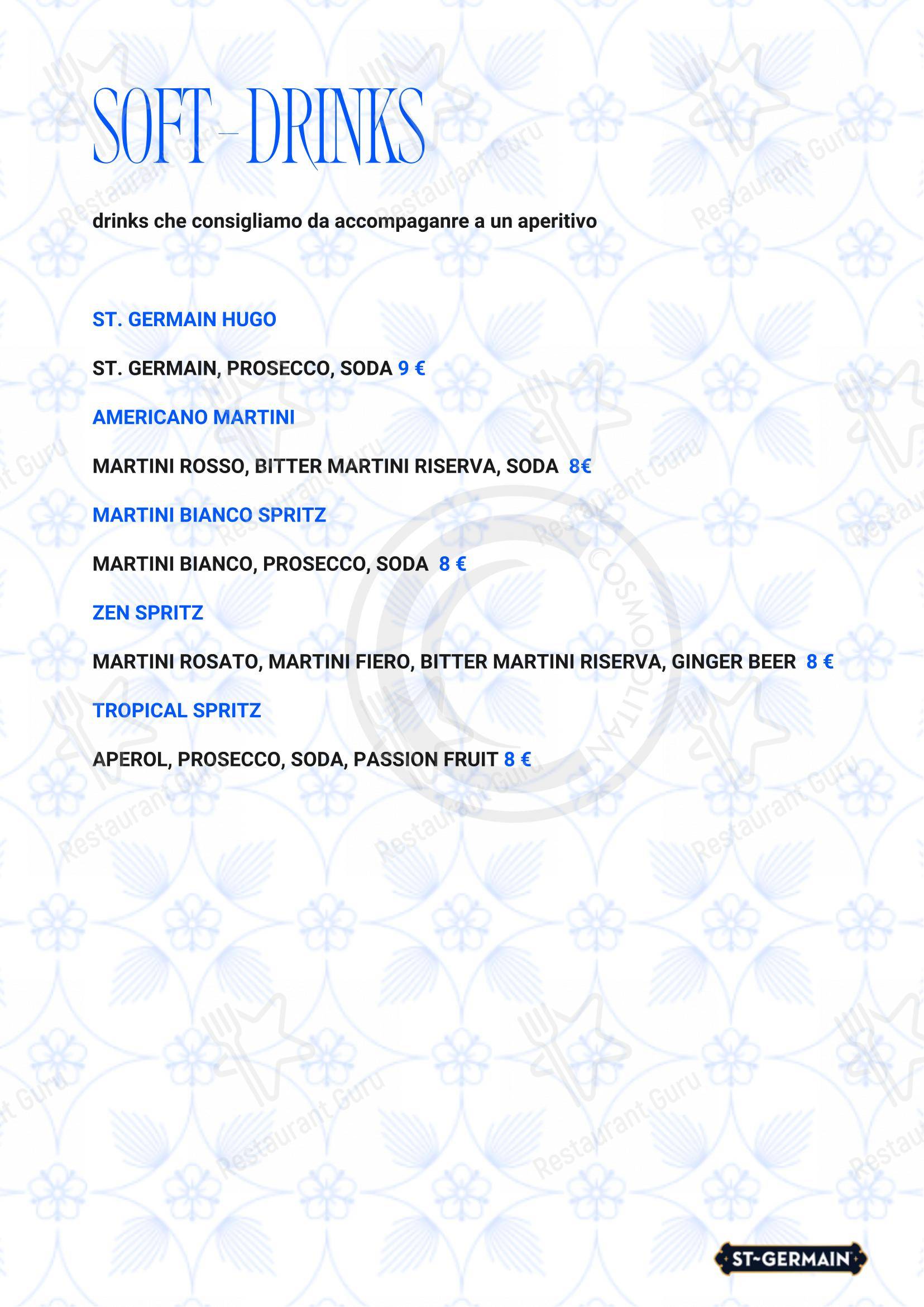 Menu per Cosmopolitan pub & bar