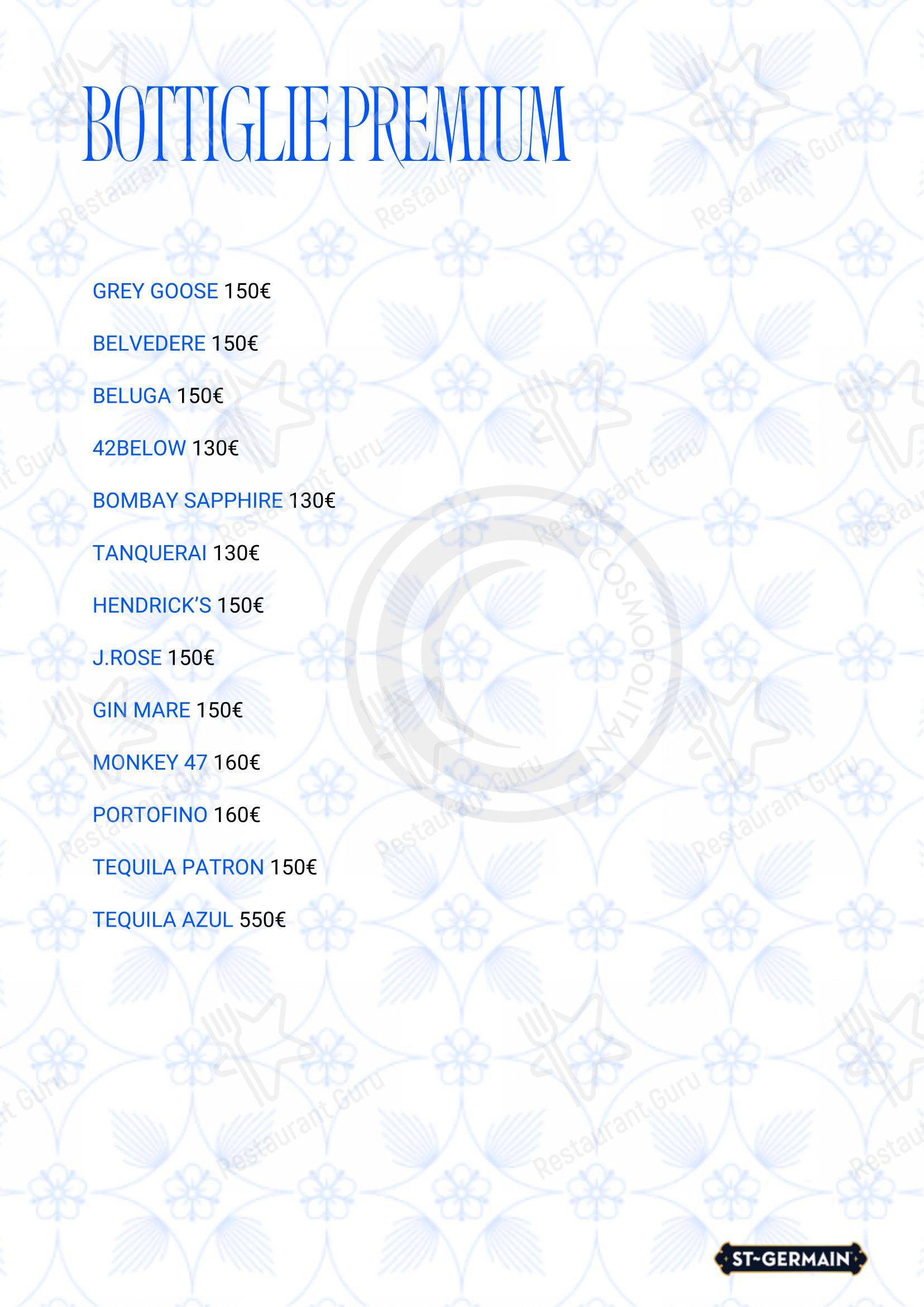 Menu di Cosmopolitan - Menu