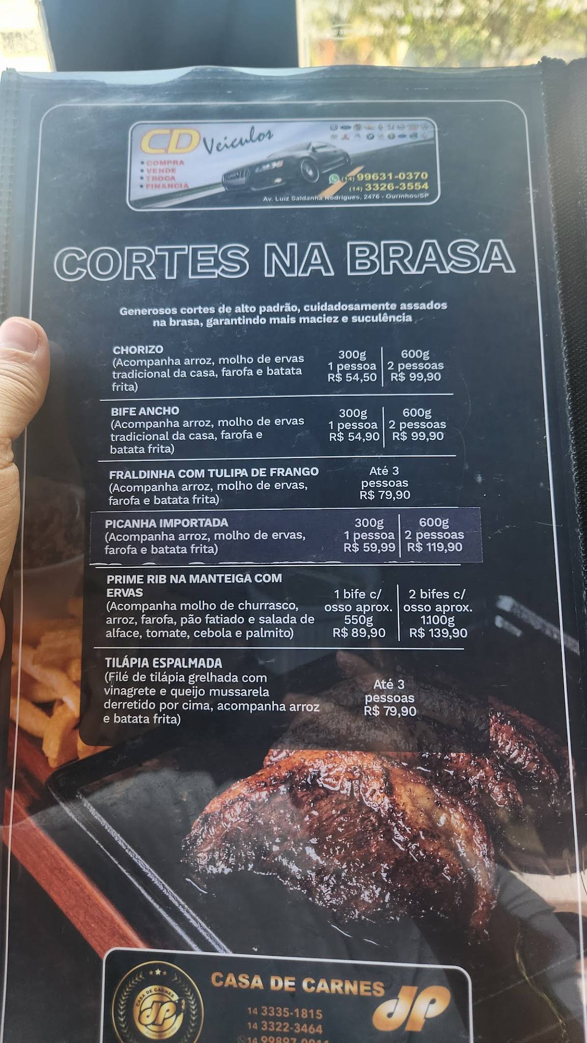 Costelaria cardápio