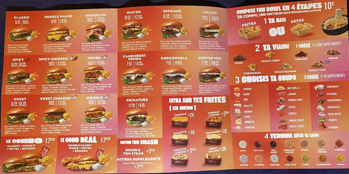 Menu de Coté Burger Nice