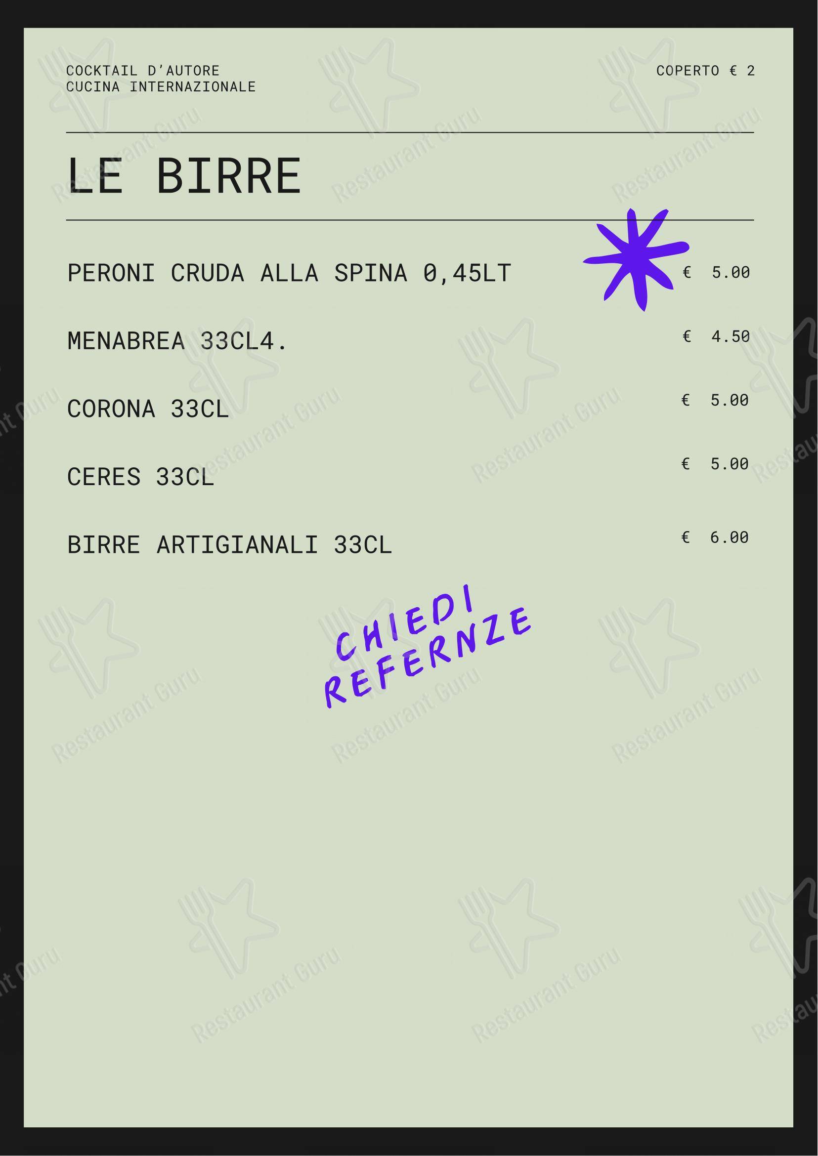 Menu di Couch Club - Menu