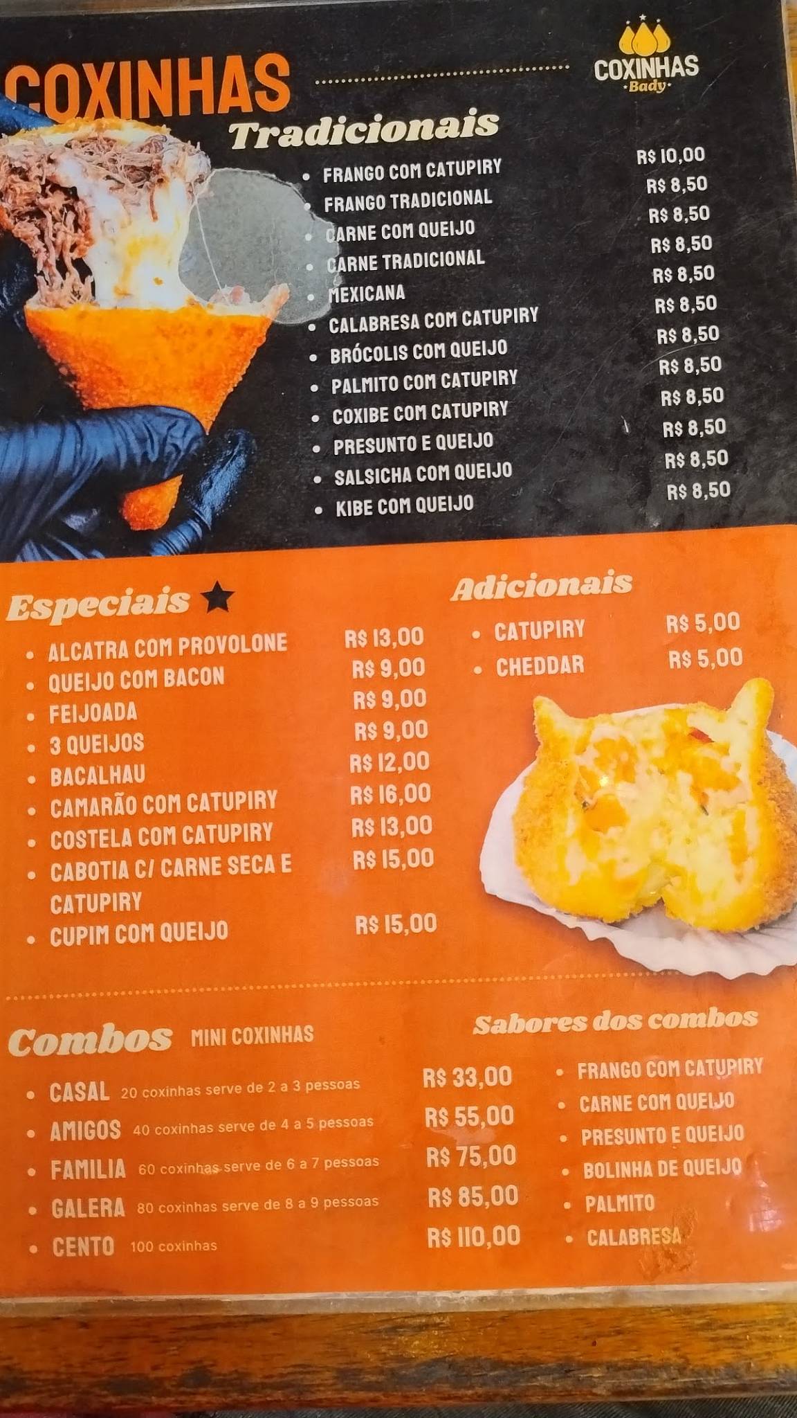 Coxinhas Bady cardápio