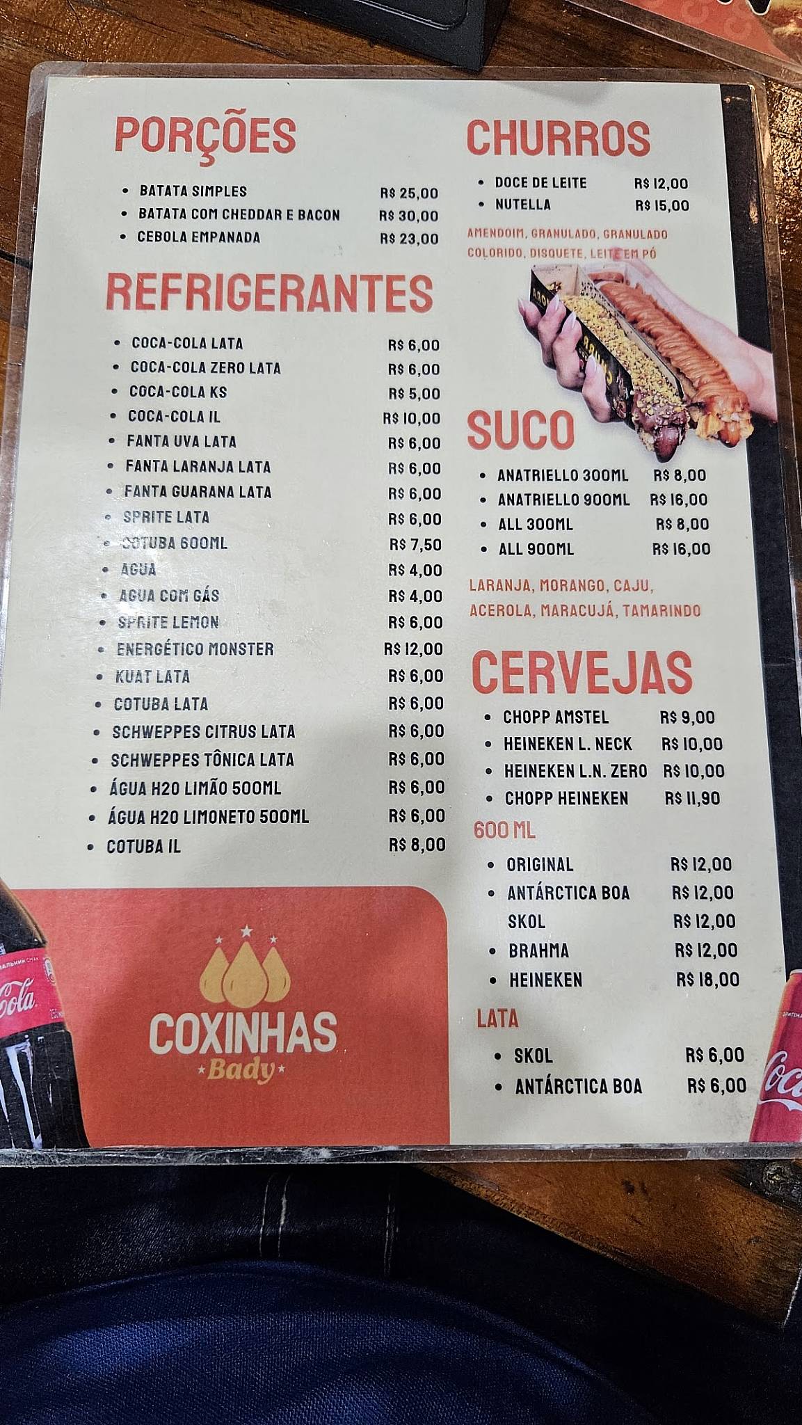 Coxinhas Bady cardápio