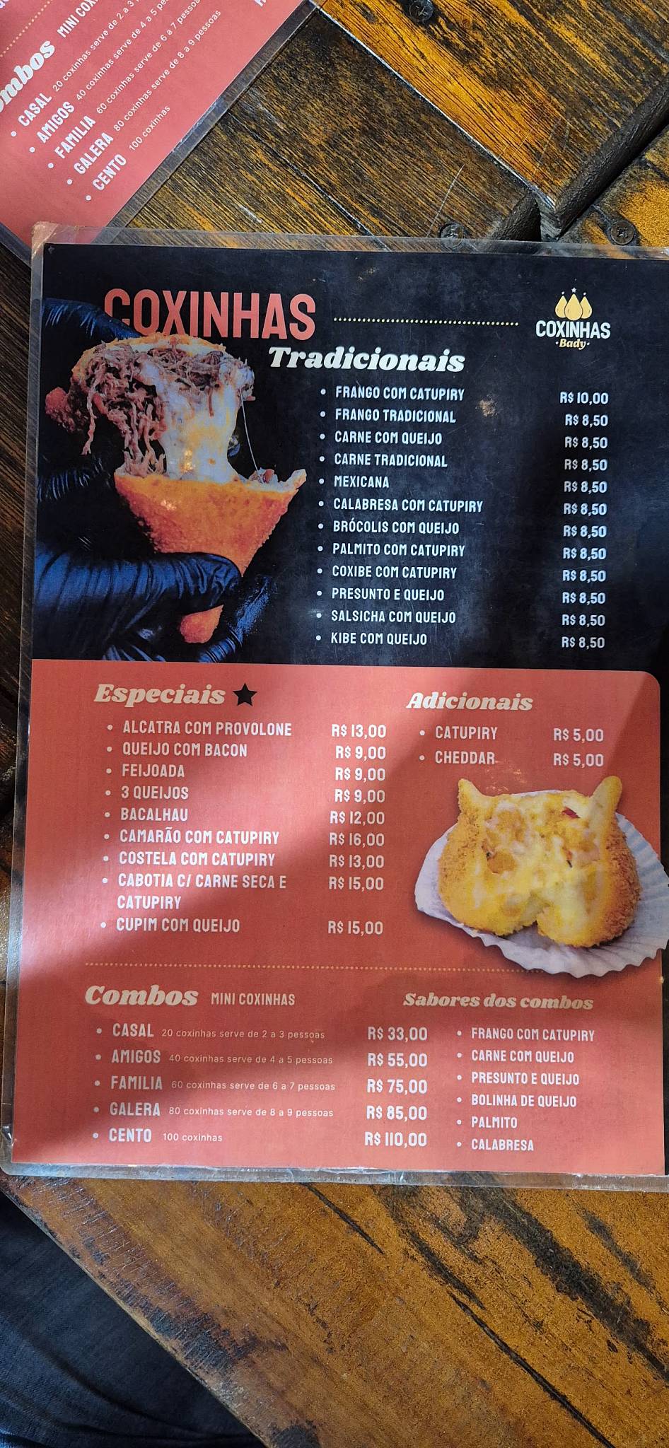 Coxinhas Bady cardápio