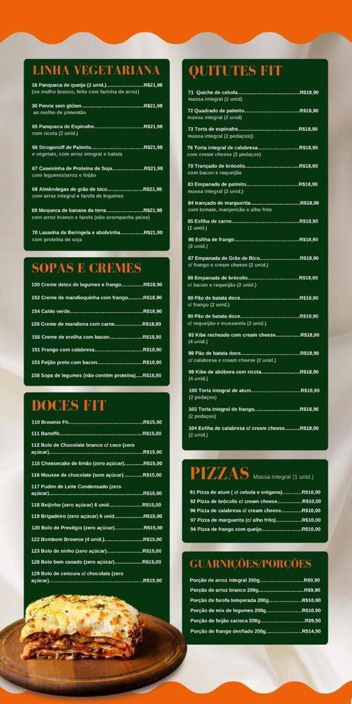 Cozinha Fit cardápio
