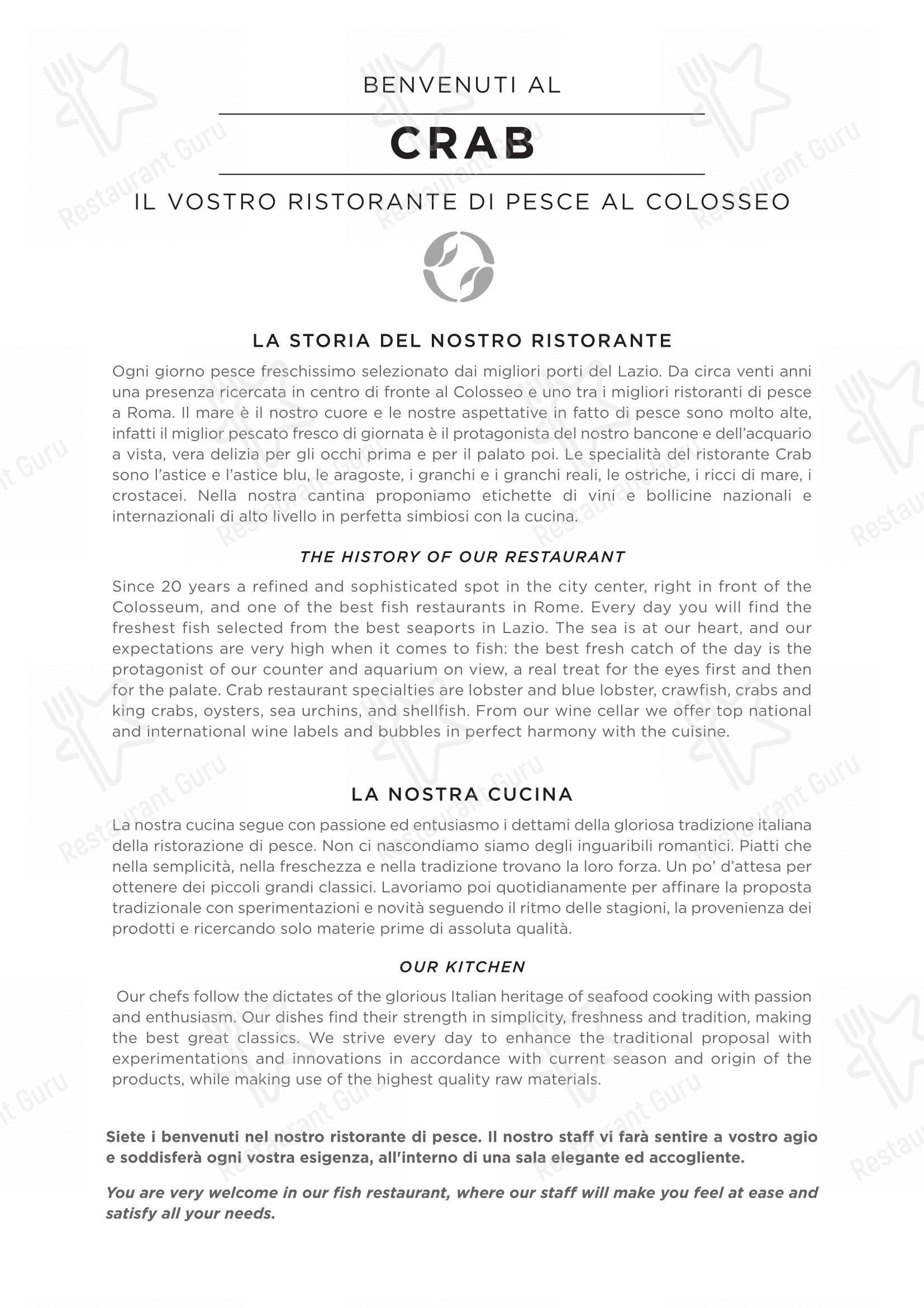 Menu di Ristorante Crab - Menu bar
