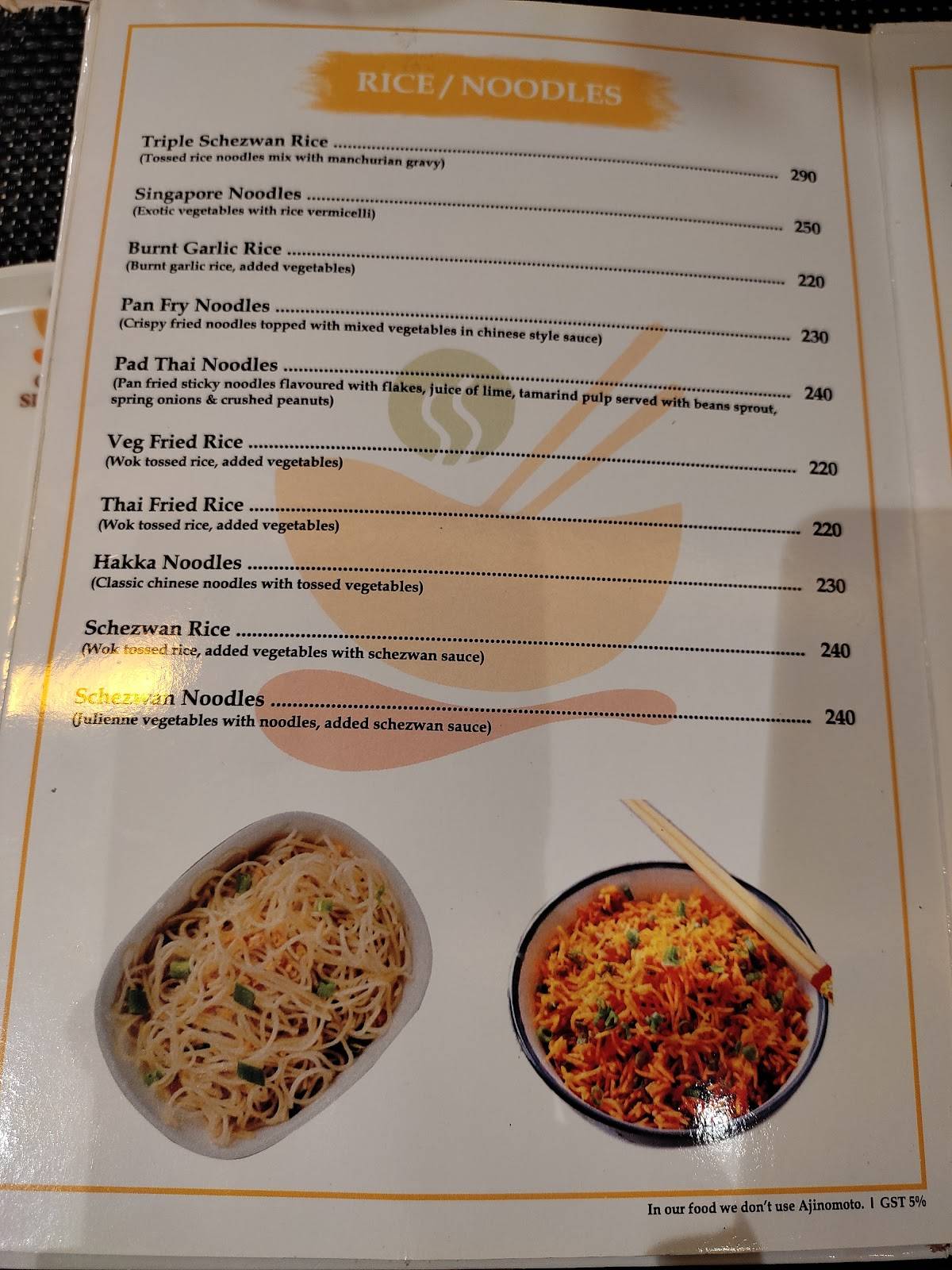 The Iraj crazy Sizzlers menu