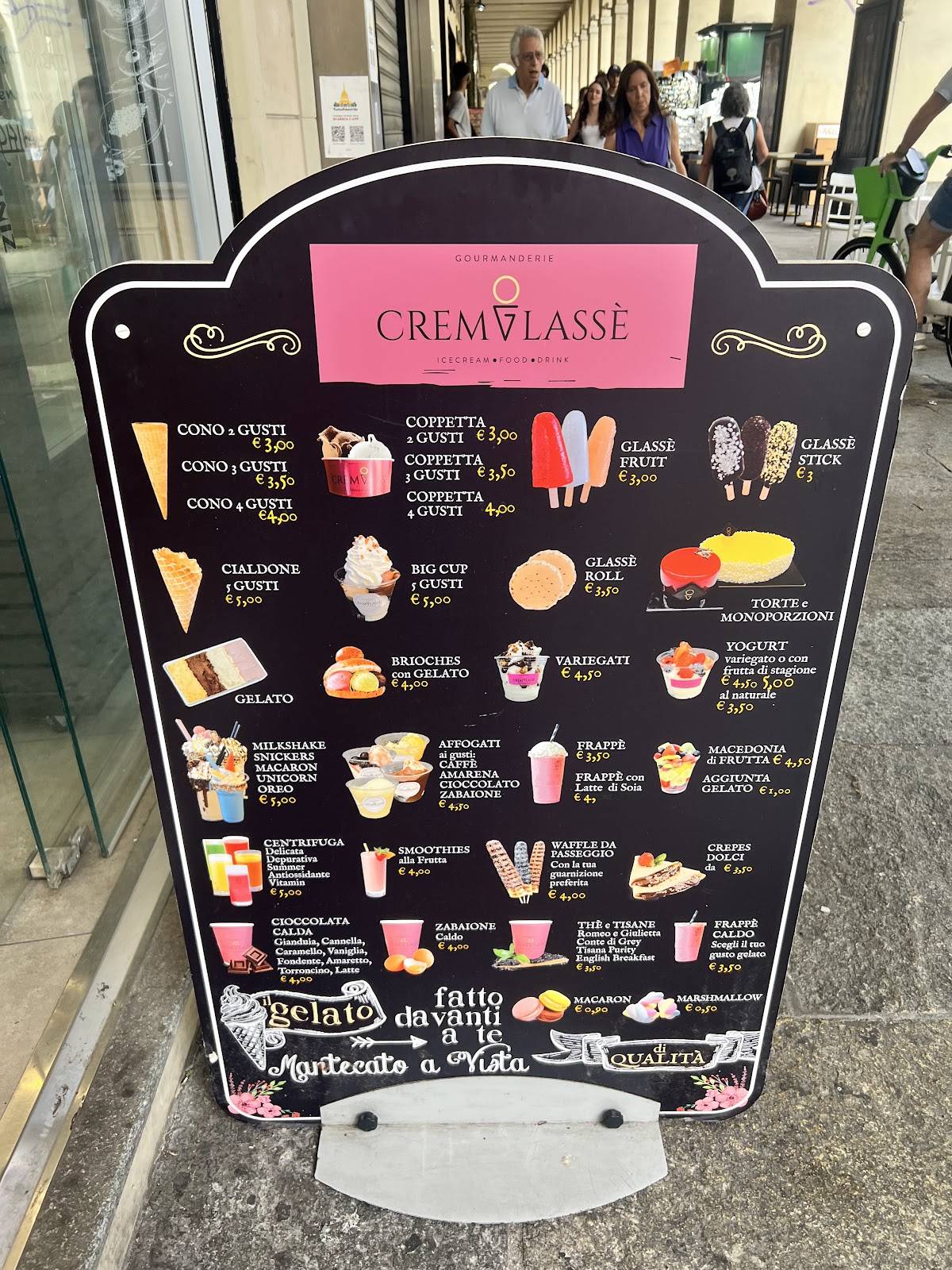 Menu di Cremglassè - Torino 