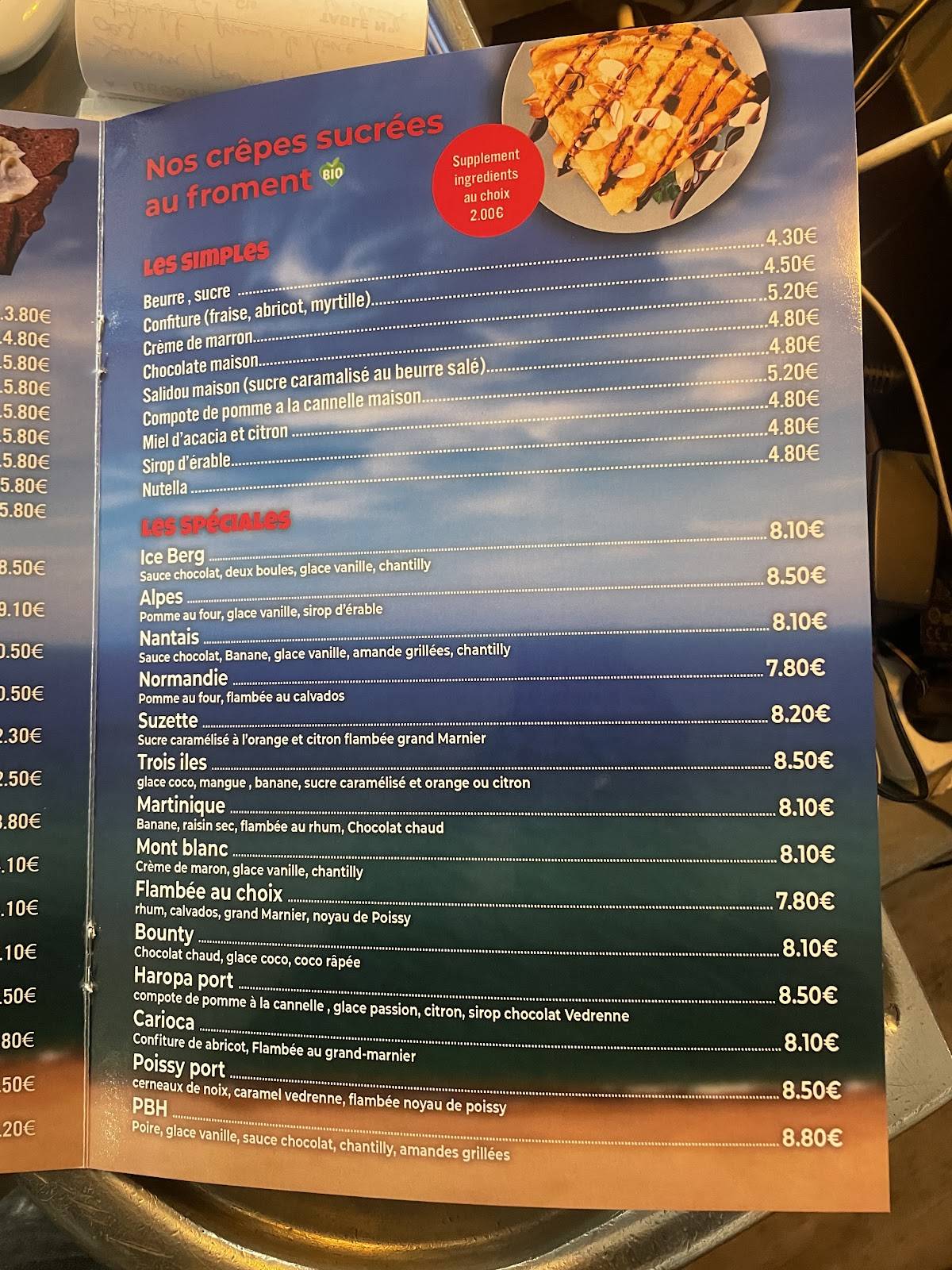 Menu de Crêperie Du Port