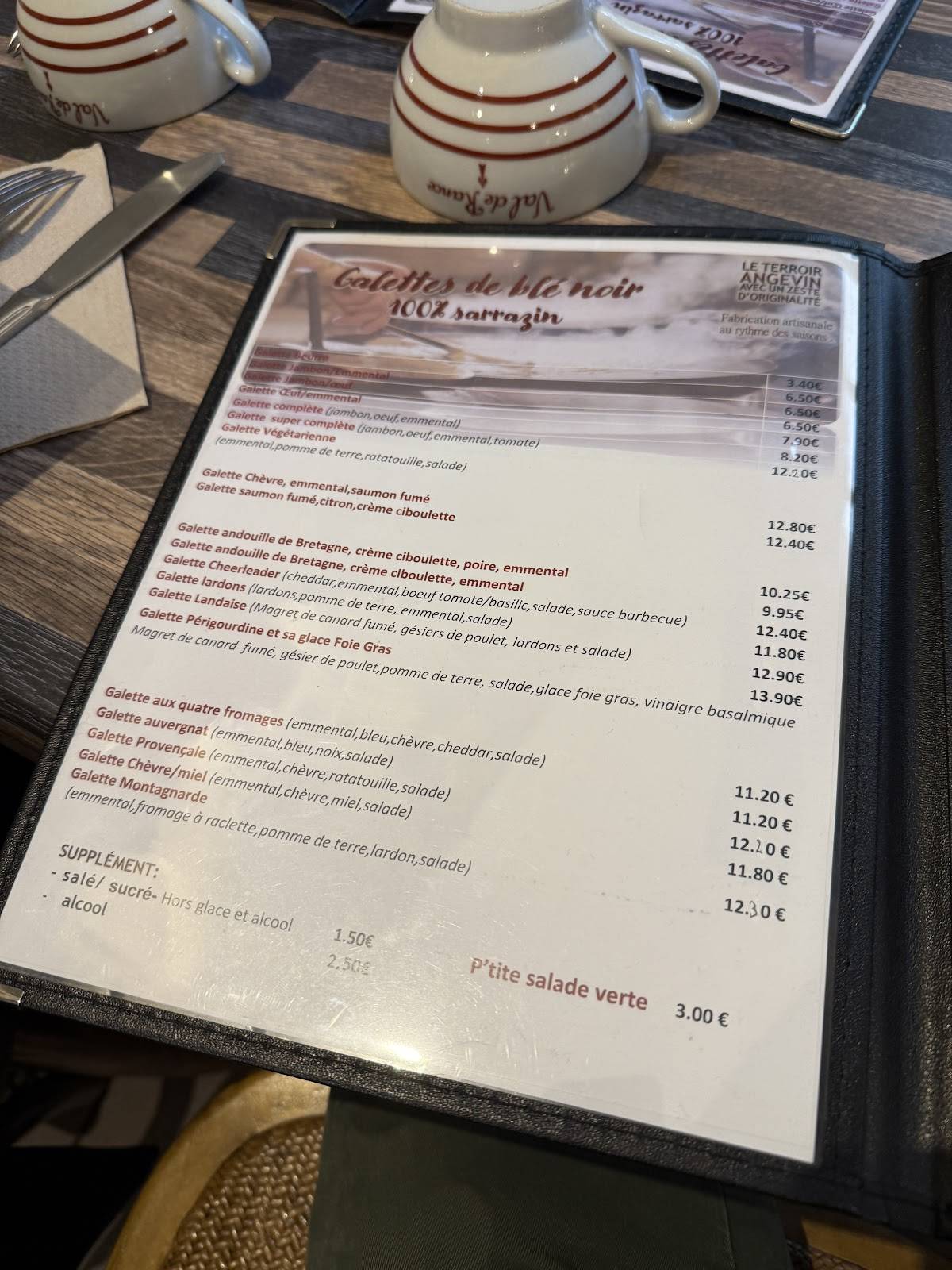 Menu de Crêperie La Tablée - Restaurant Angers