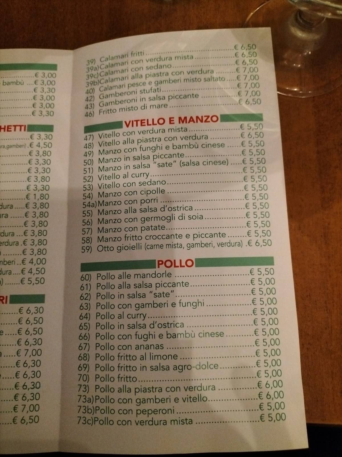 Menu di Cucina Cinese Ming Zhu 
