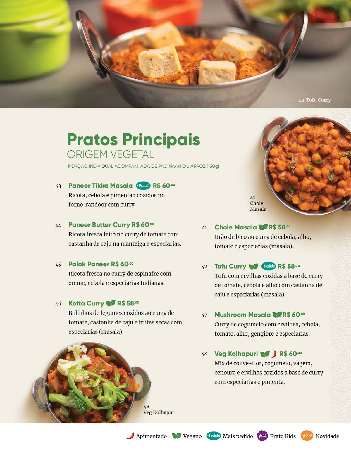 Curry's Culinária Indiana cardápio