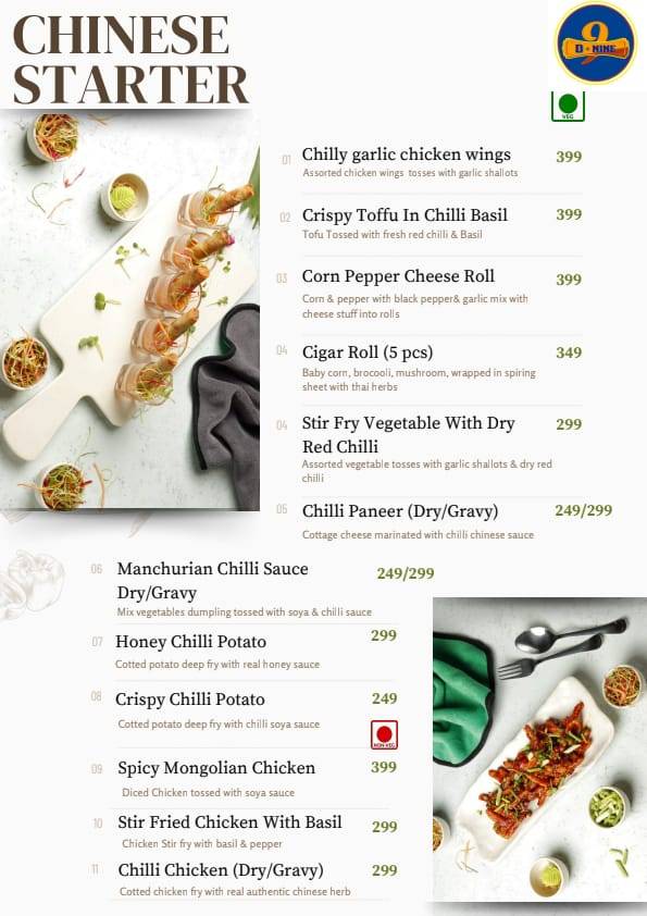 D nine menu