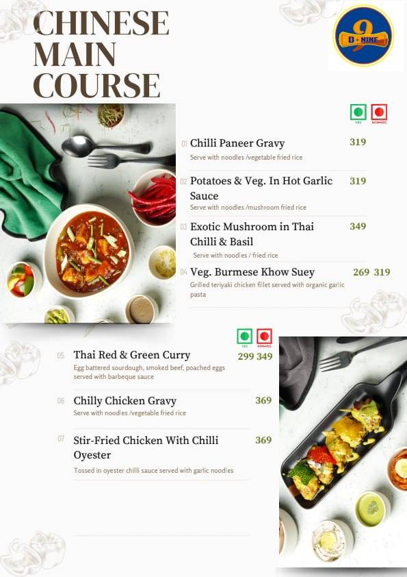 D nine menu