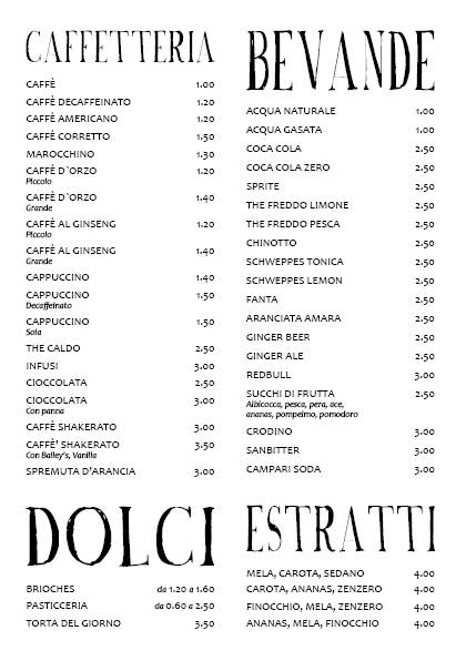 Menu di DA•MA MILANO 