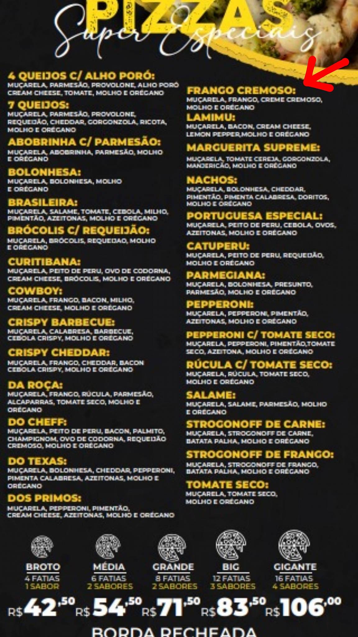 DNA da Pizza Capão Raso cardápio
