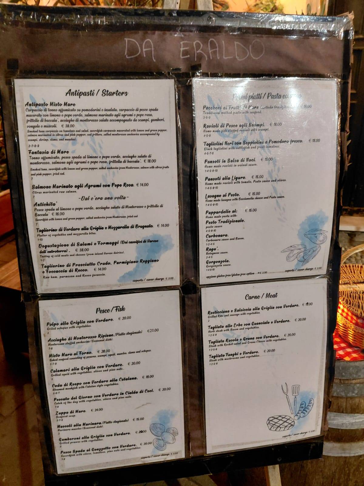 Menu di Da Eraldo 