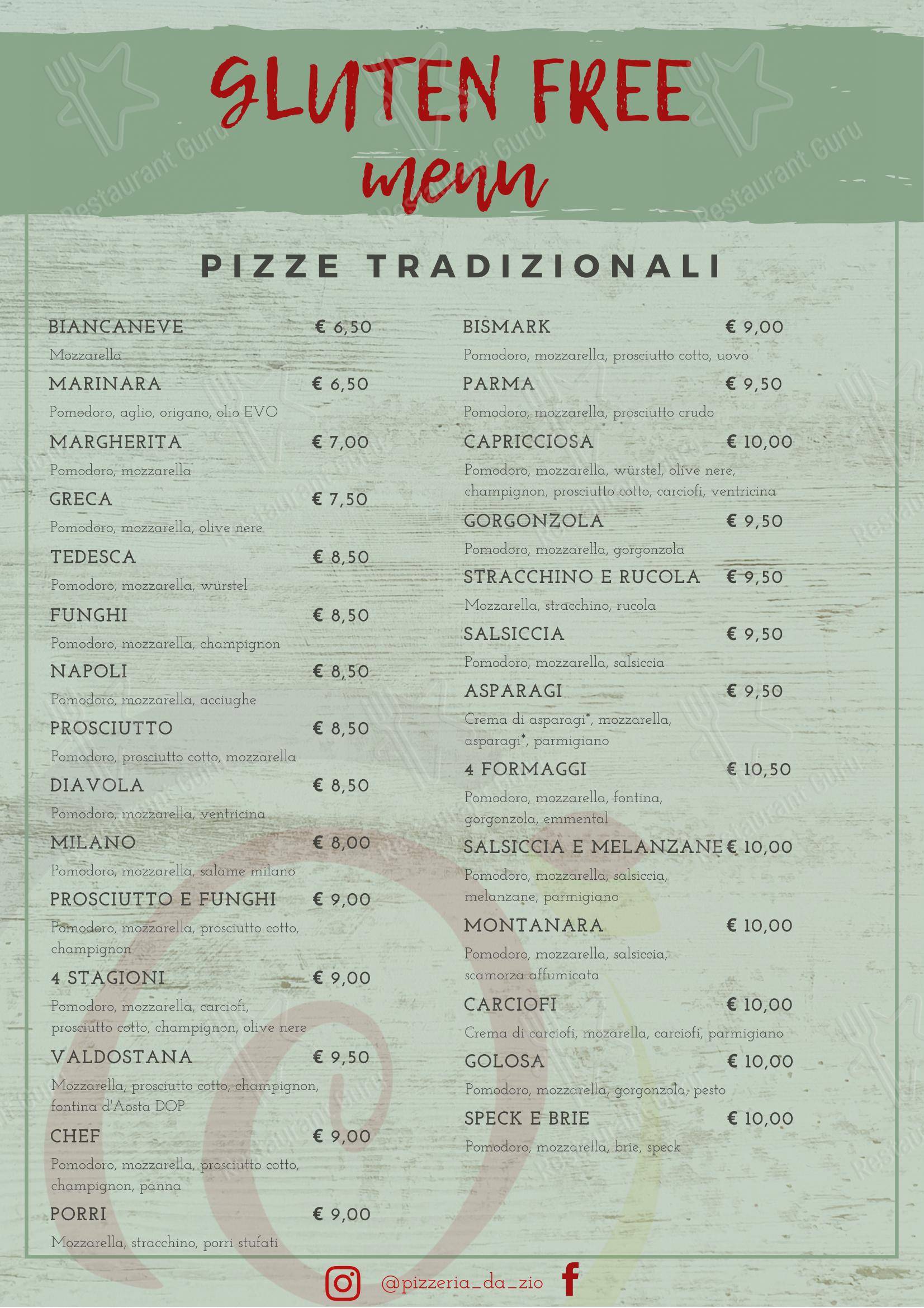 Menu per Da Zio in Nichelino