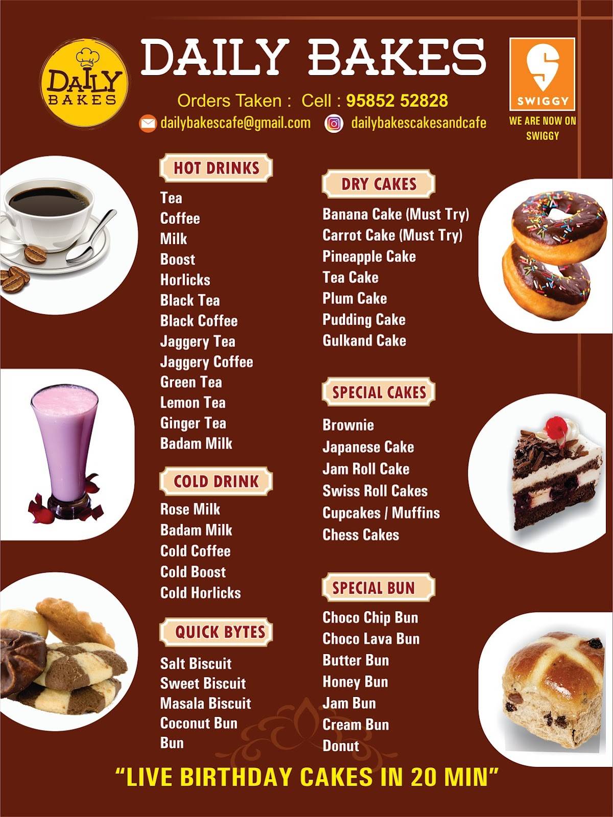 Daily Bakes menu