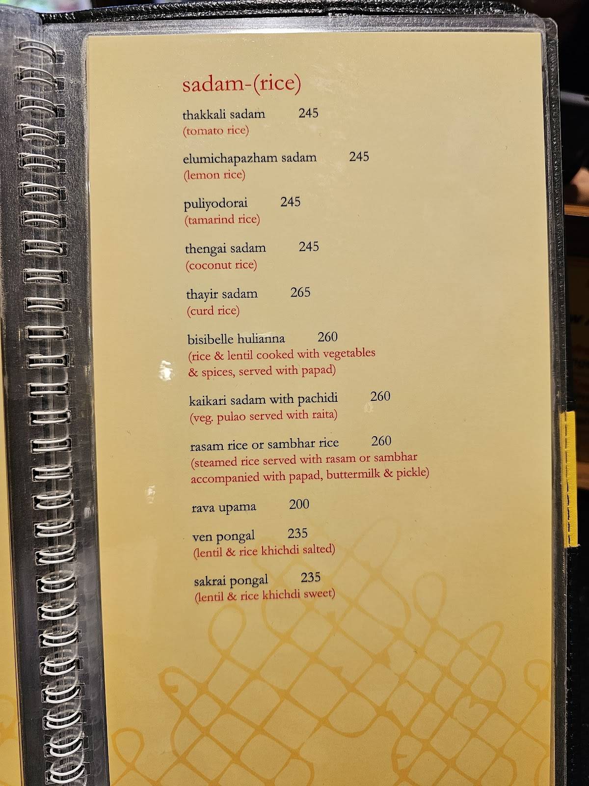 Dakshinayan menu