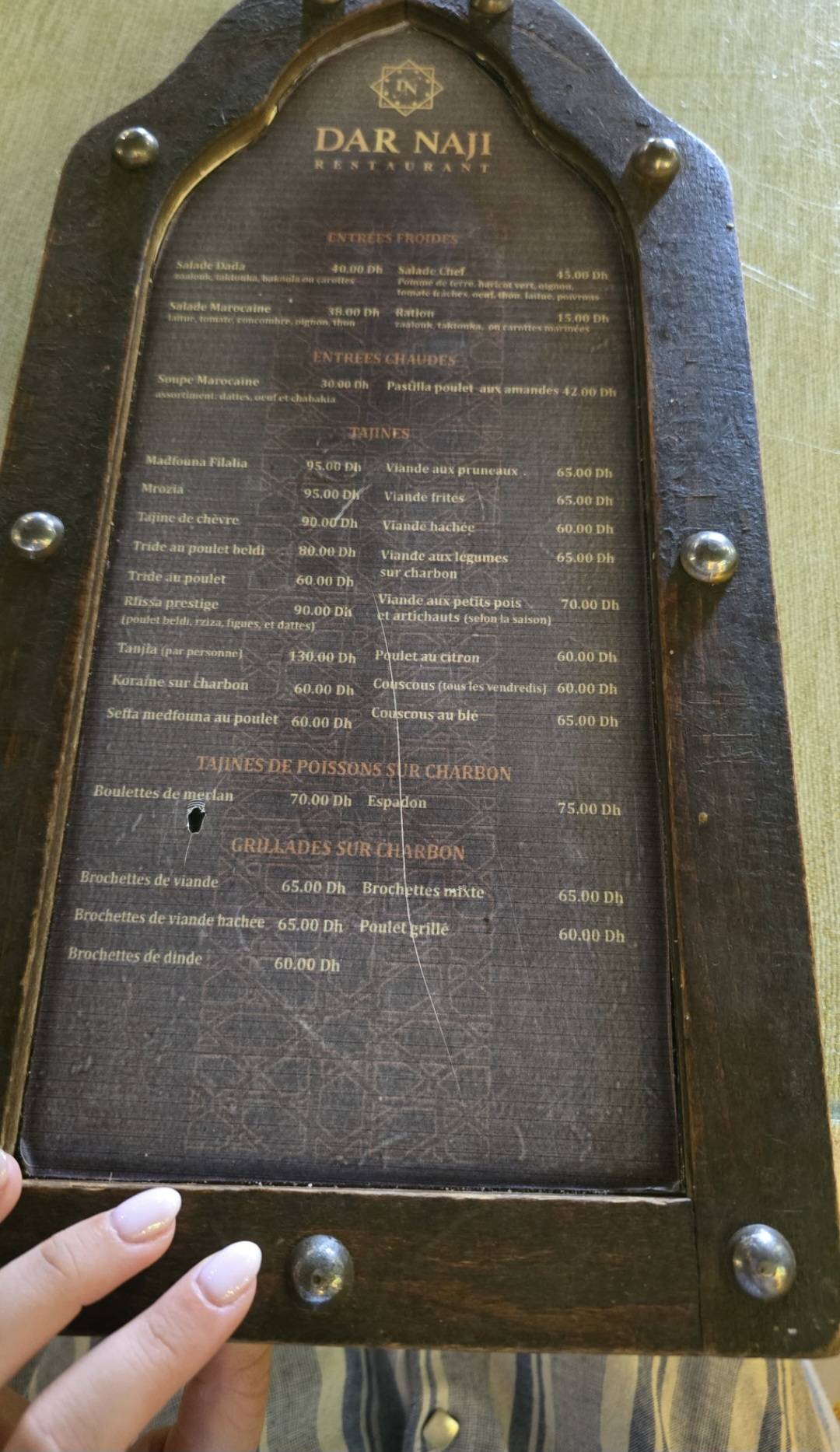 Menu de Dar Naji Agdal