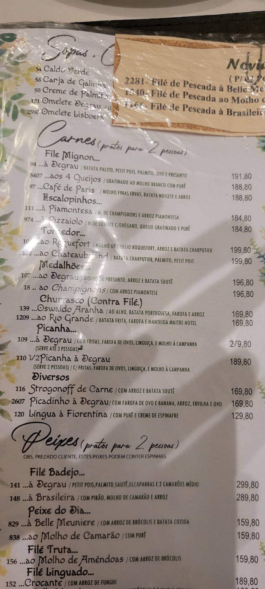 Degrau Restaurante cardápio