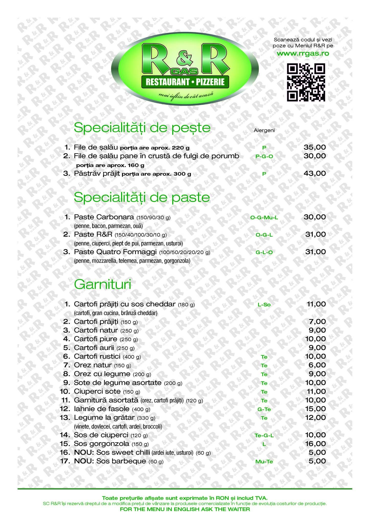 Menu Do R Menu at R&R Gas, Dej, Strada Orizont 1