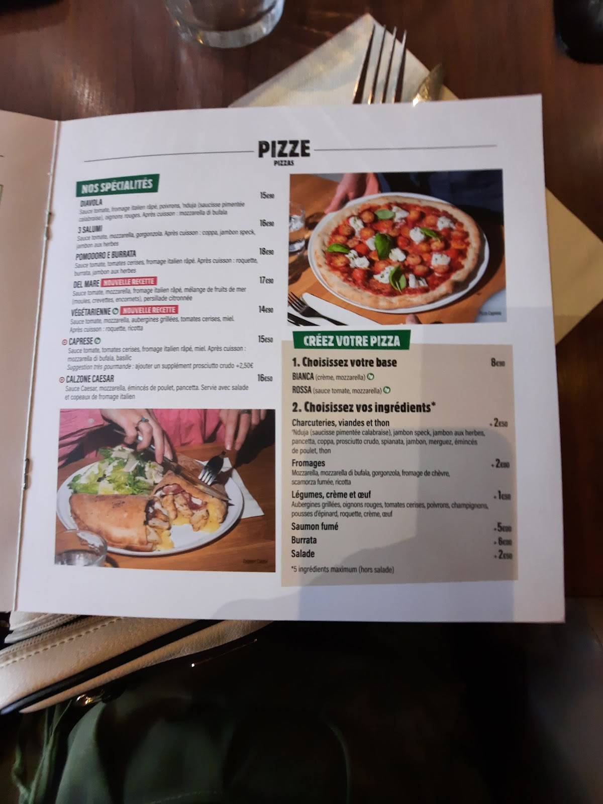 Menu de Del Arte
