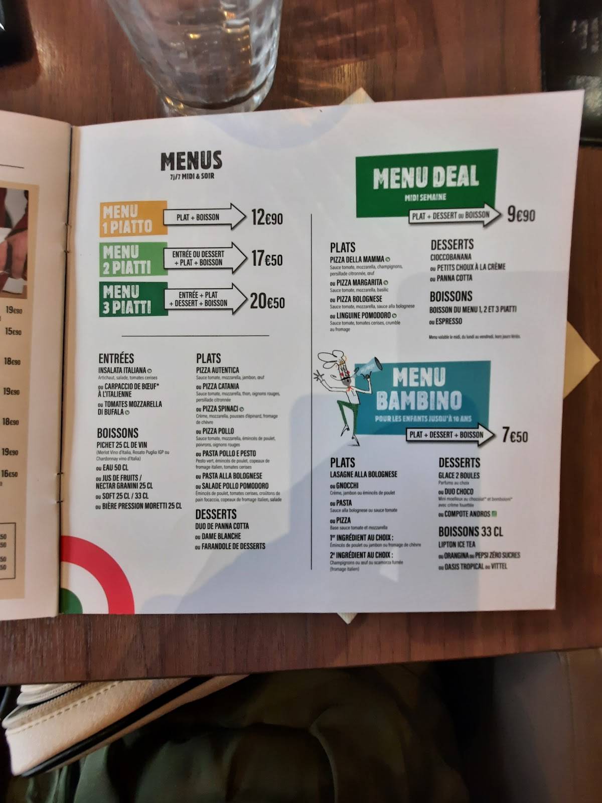 Menu de Del Arte
