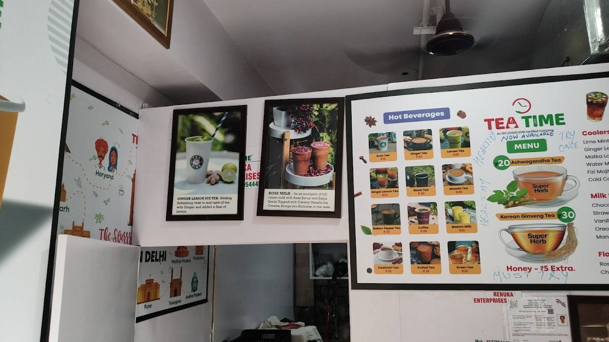 Menu at Tea Time, Delhi