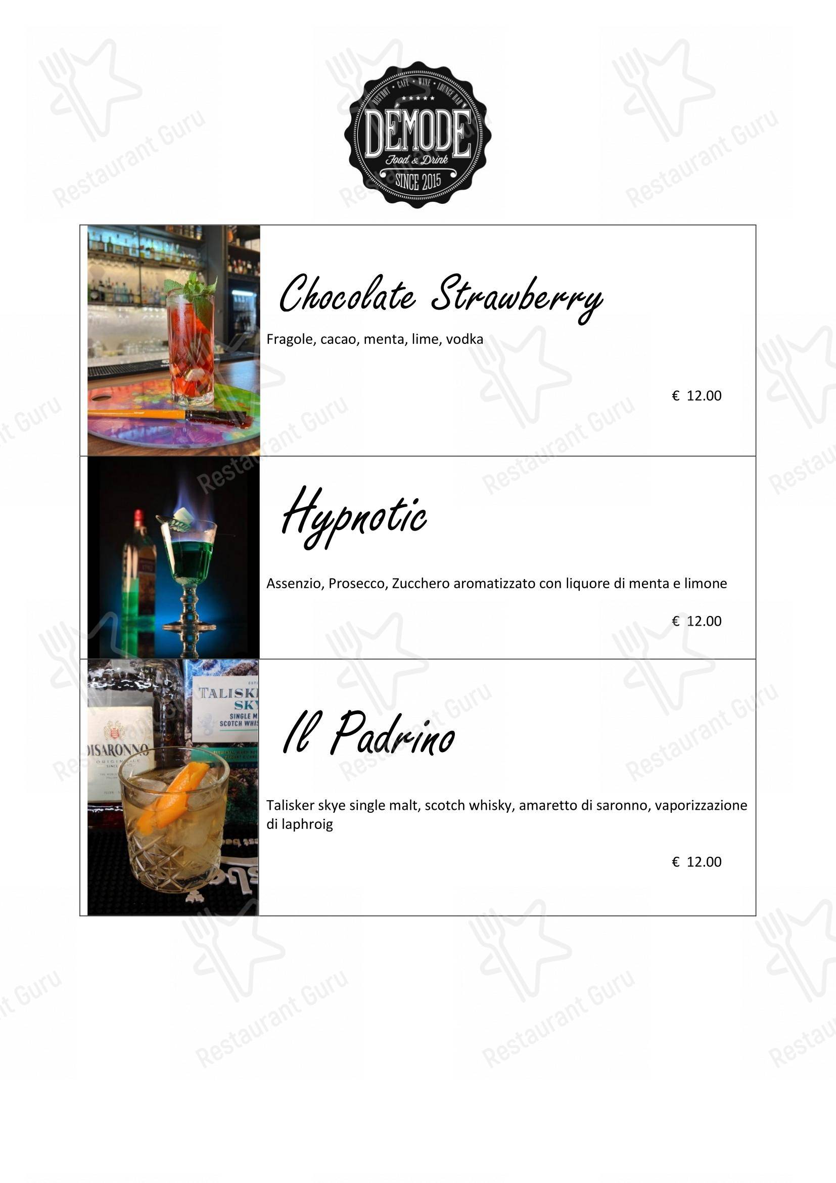 Menu per Démodé in Roma