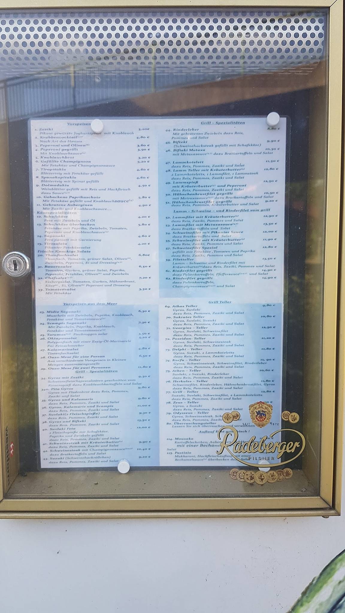 Speisekarte von Der Grieche am Rosengarten restaurant,