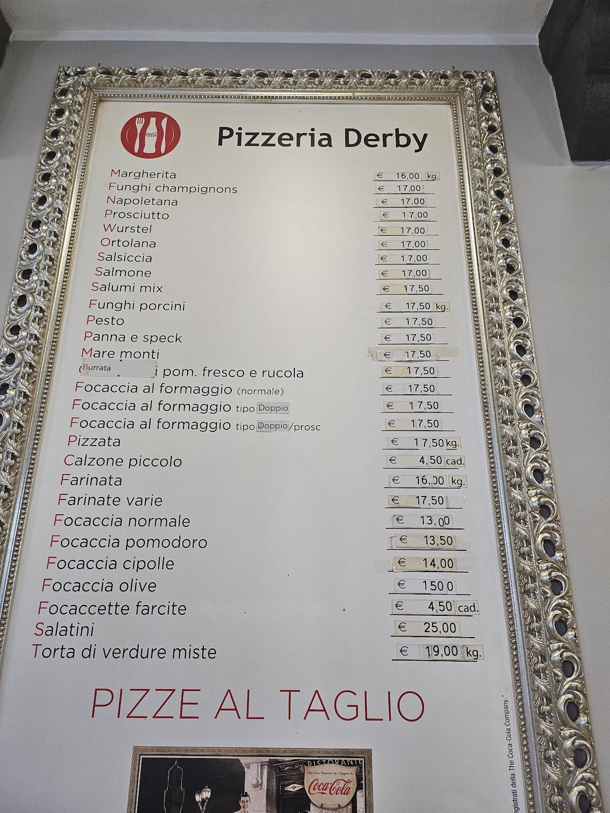 Menu di Derby Pizzeria 
